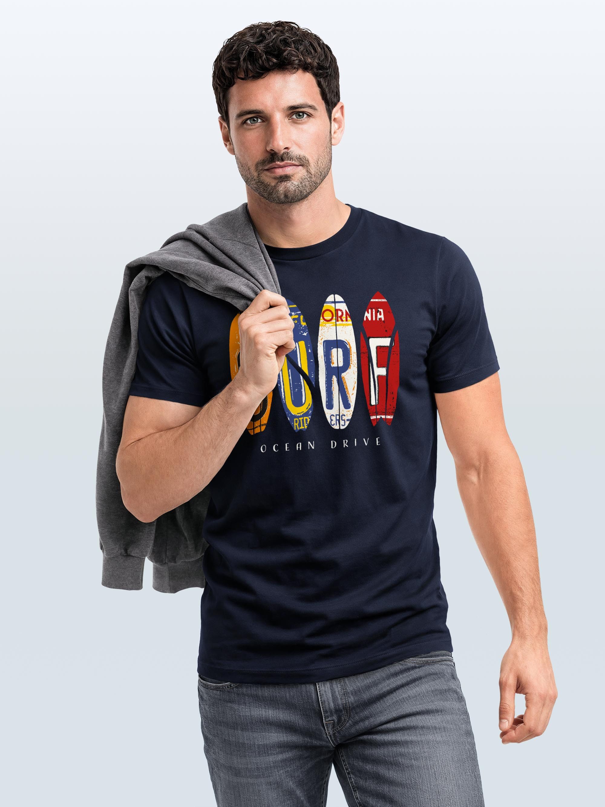 Neverless Print-Shirt Herren T-Shirt Print Surfboards California Surfing Ocean Drive Sommer mit Print – Bild 5 von 5