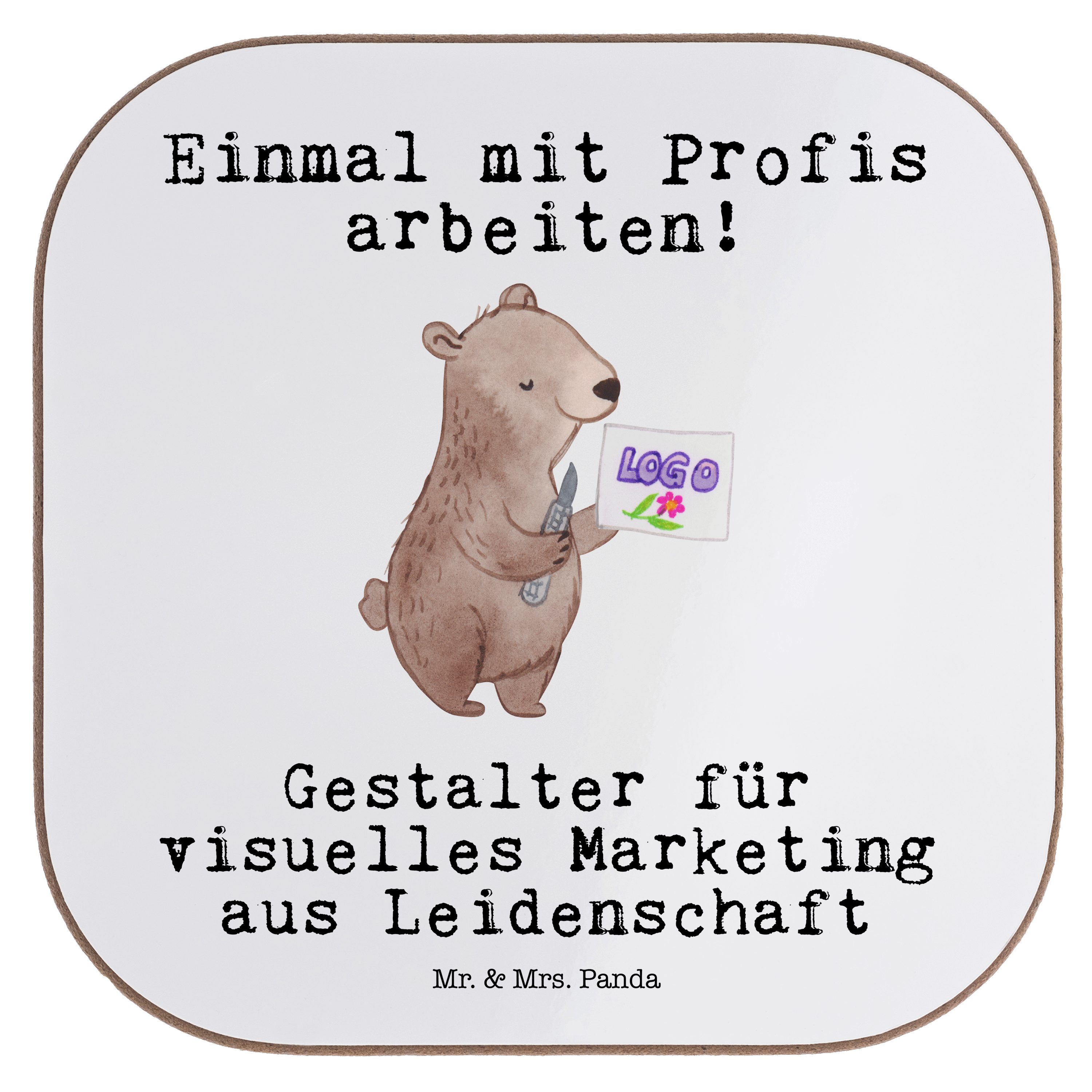 Mr. & Mrs. Panda Getränkeuntersetzer Gestalter für visuelles Marketing aus Leidenschaft - Weiß - Geschenk, 1-tlg.