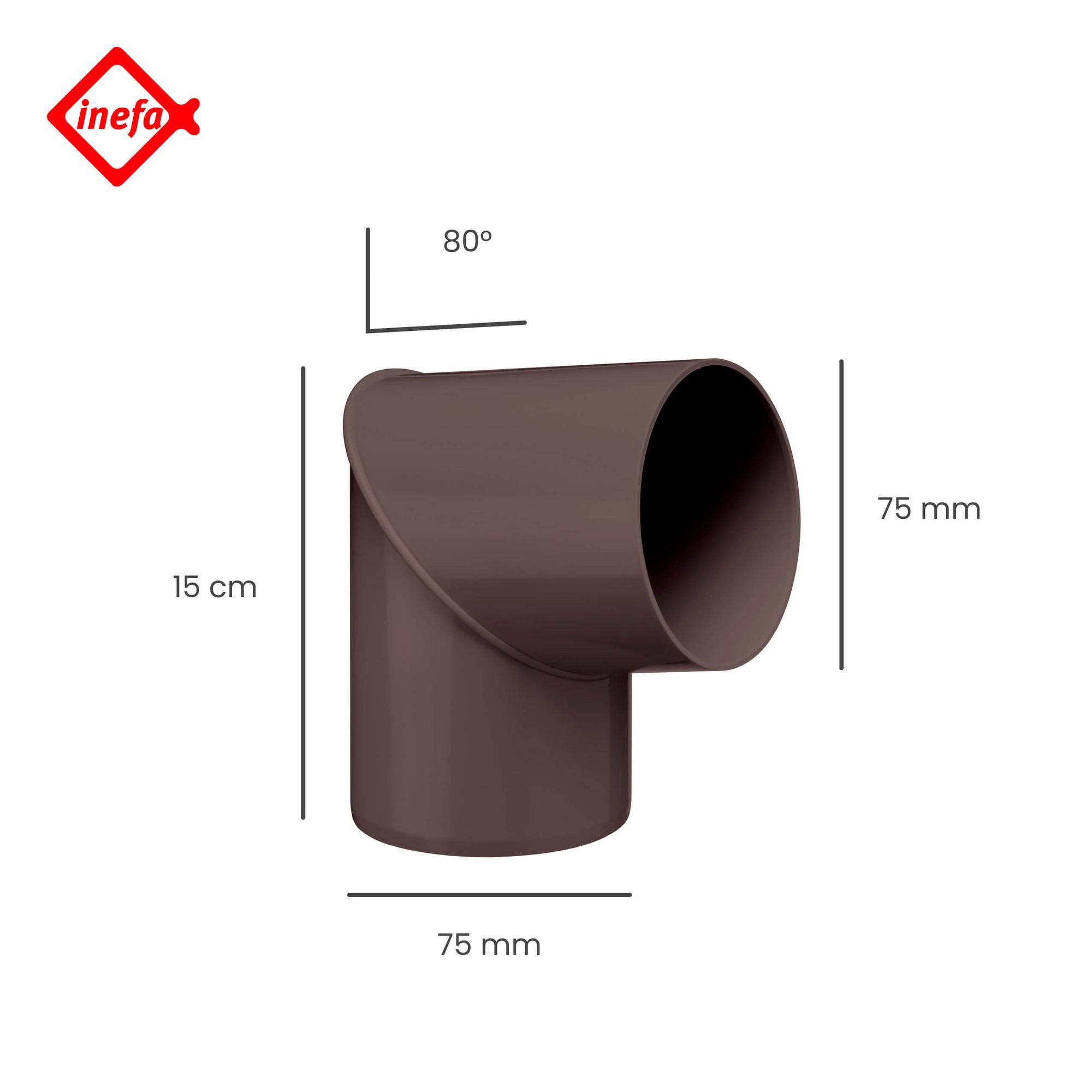 INEFA Regenfallrohr Rohrbogen -winkel für Fallrohr 80 Grad, (DN 75), Kunststoff, Verbindungsstück, Dachrinne- Zubehör Gartenhaus