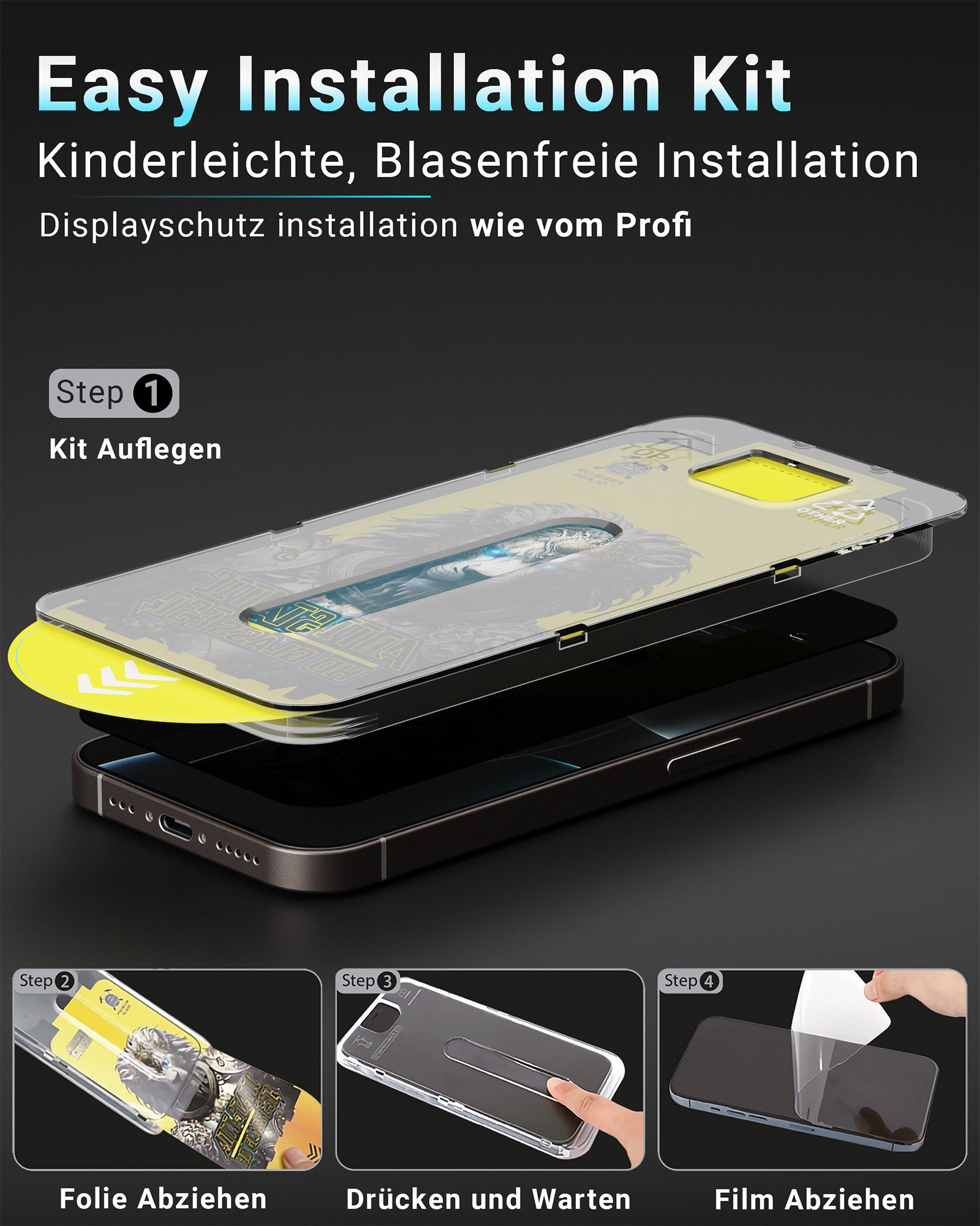 GreenHec Displayschutzglas Panzerfolie Sichtschutz iPhone 18 17 16 15 14 13 12 11 Pro Max 16e 17e für iPhone 16e, Spar-Set, X Air, Privacy Glas Anti Spy, Schutz – Bild 3 von 5