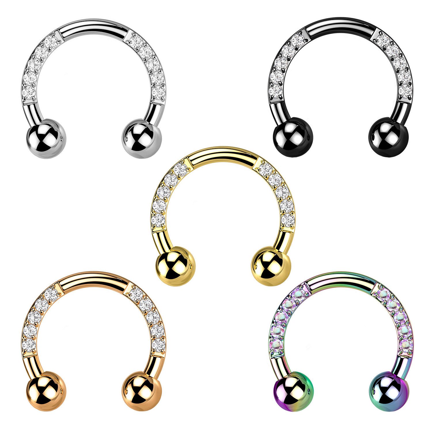Taffstyle Nasenpiercing Titan Hufeisen Horseshoe Piercing Gold Clear 1,2mm günstig online kaufen