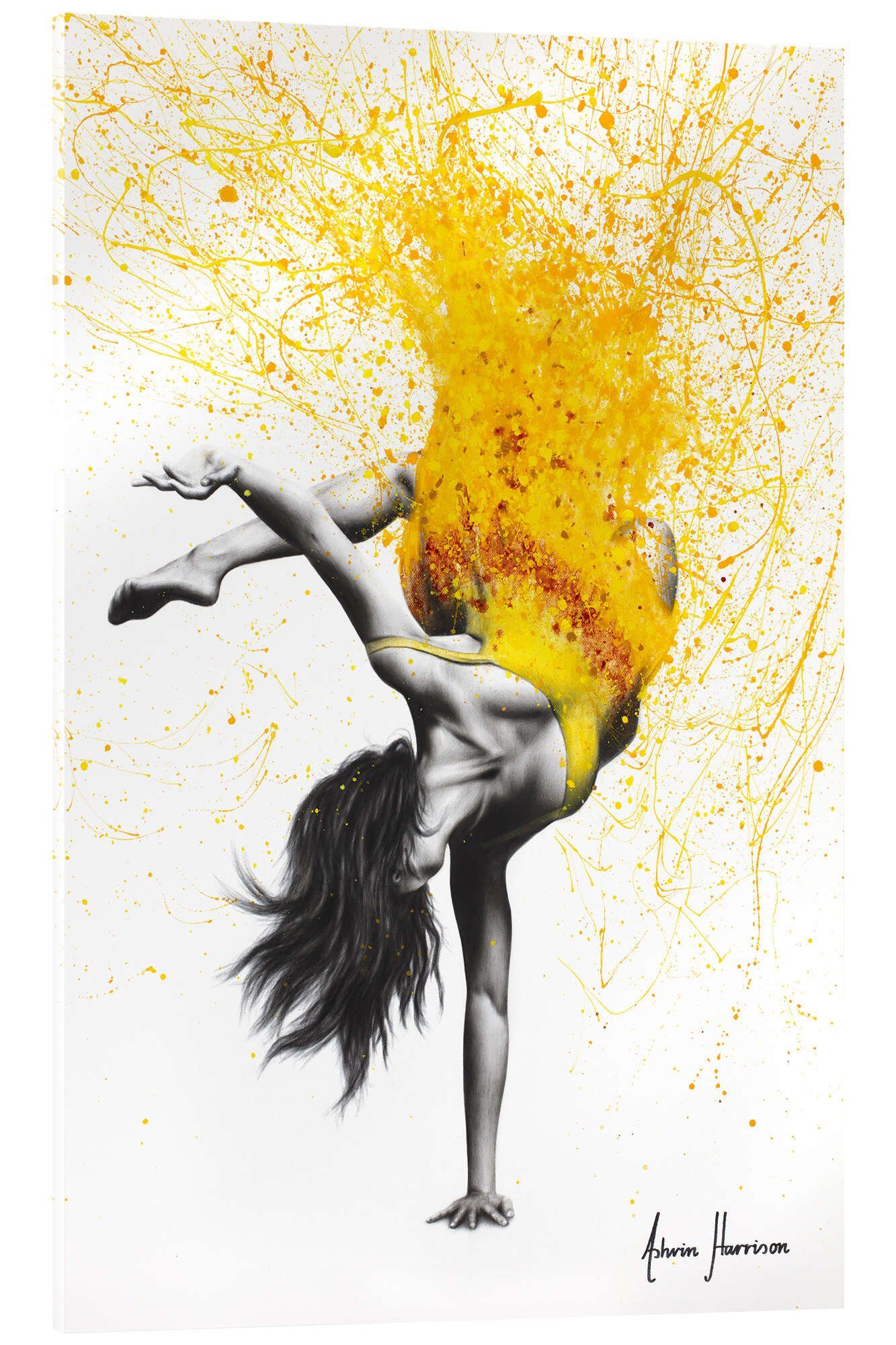 Posterlounge Acrylglasbild Ashvin Harrison, Break Dance im gelben Kleid, Illustration