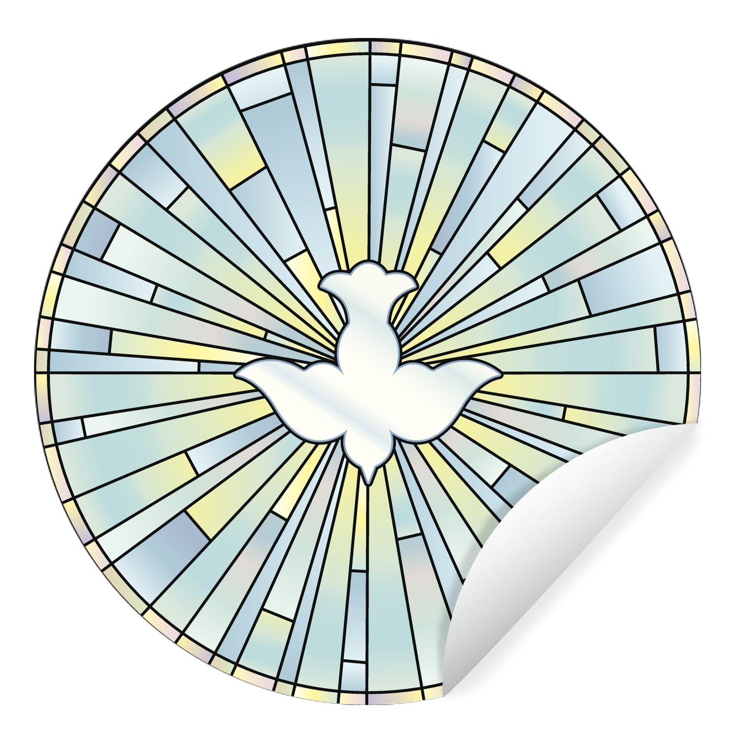 MuchoWow Wandsticker Illustration einer Taube in farbigem Glas (1 St), Tapetenkreis für Kinderzimmer, Tapetenaufkleber, Rund, Wohnzimmer