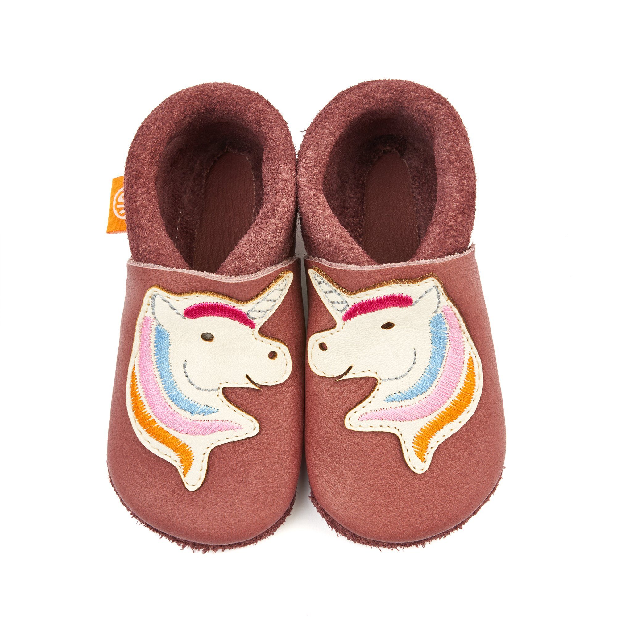 Orangenkinder® Stella das Einhorn Baby Krabbelschuh pflanzlich gegerbtes Leder, Made in Germany, Atmungsaktiv