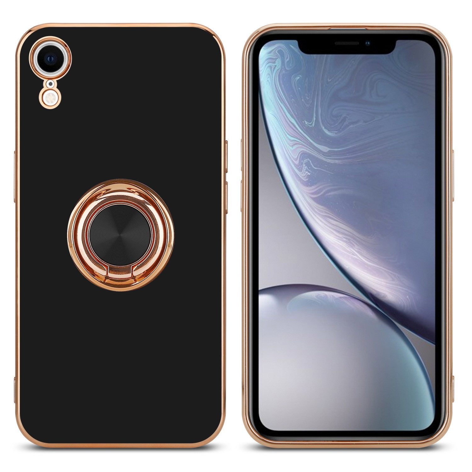 Cadorabo Handyhülle für iPhone XR Hülle Apple iPhone XR, Schutzhülle - TPU Silikon Hülle - mit Kameraschutz und Ring