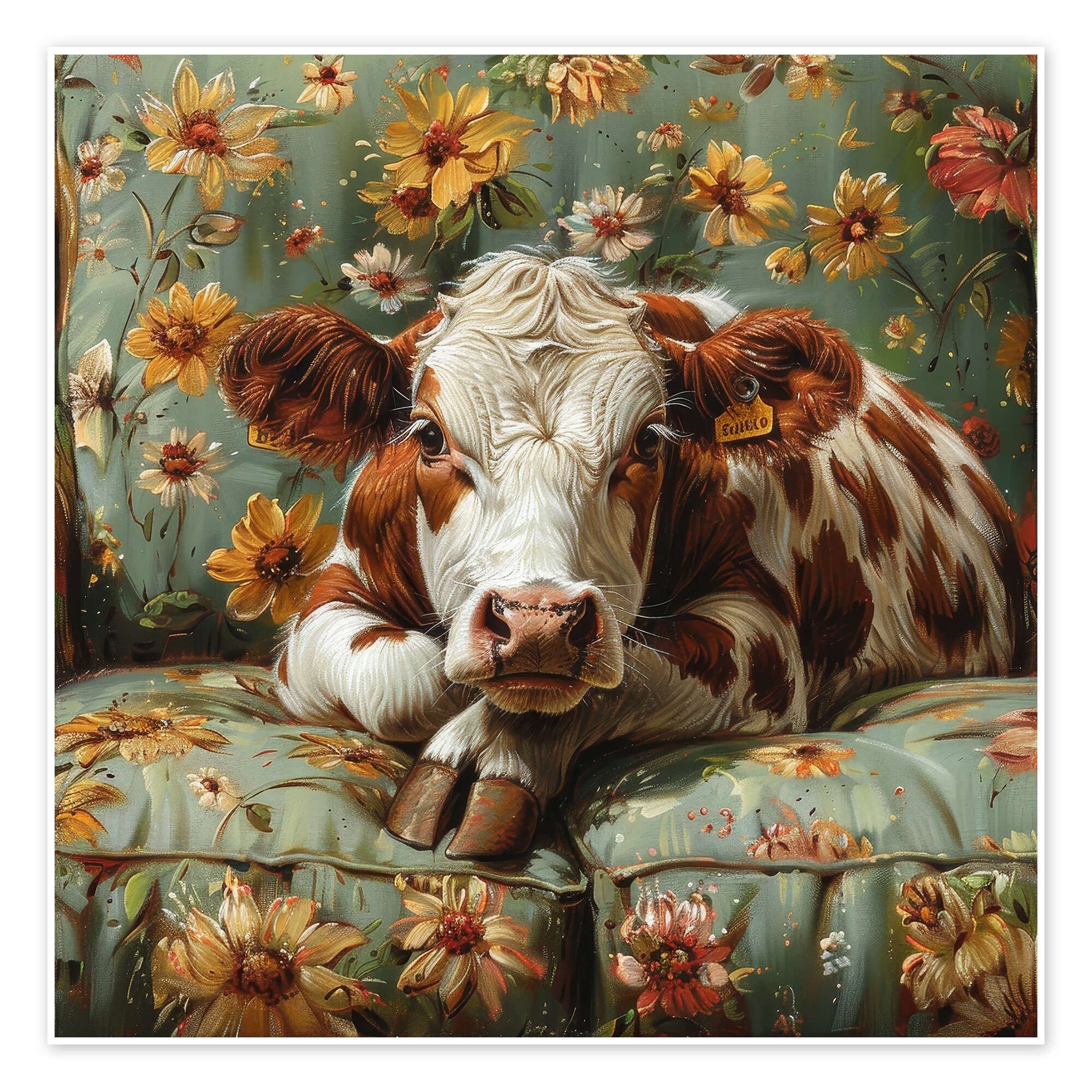 Posterlounge Плакат DejaReve, Süße Kuh chillt auf dem Sofa, Kinderzimmer Illustration