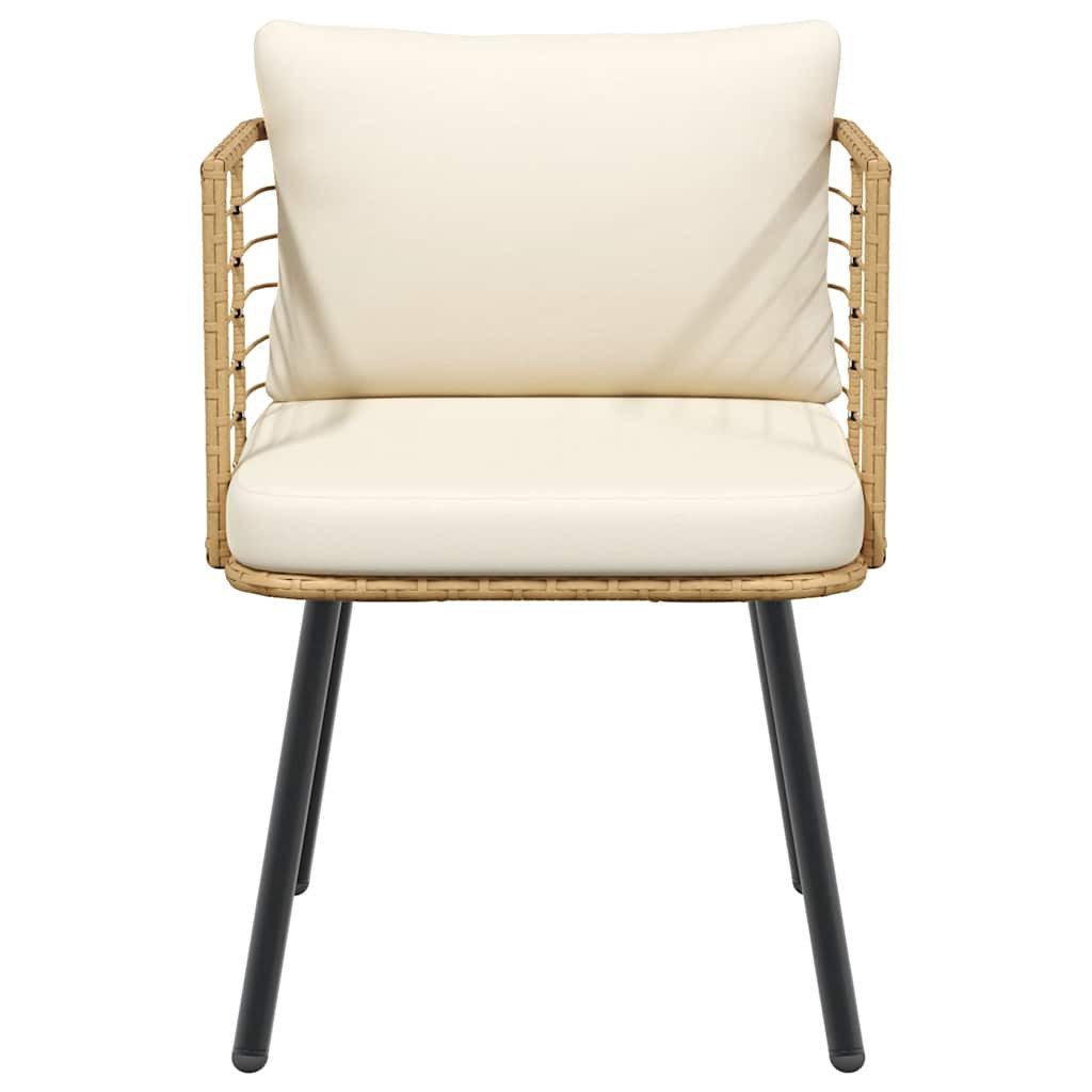 vidaXL Gartenstuhl Gartenstühle 2 Stk. mit Kissen Natur Poly Rattan (2 St)