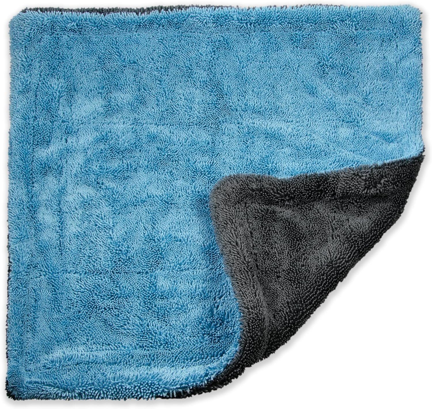 cosey langfaserige Premium Wasch- und Poliertücher für Auto und Haushalt Mikrofasertuch (hoch saugfähig, kratzfrei, langlebig, pflegeleicht, maschinenwaschbar, 2x Blau/Grau (1200 GSM)