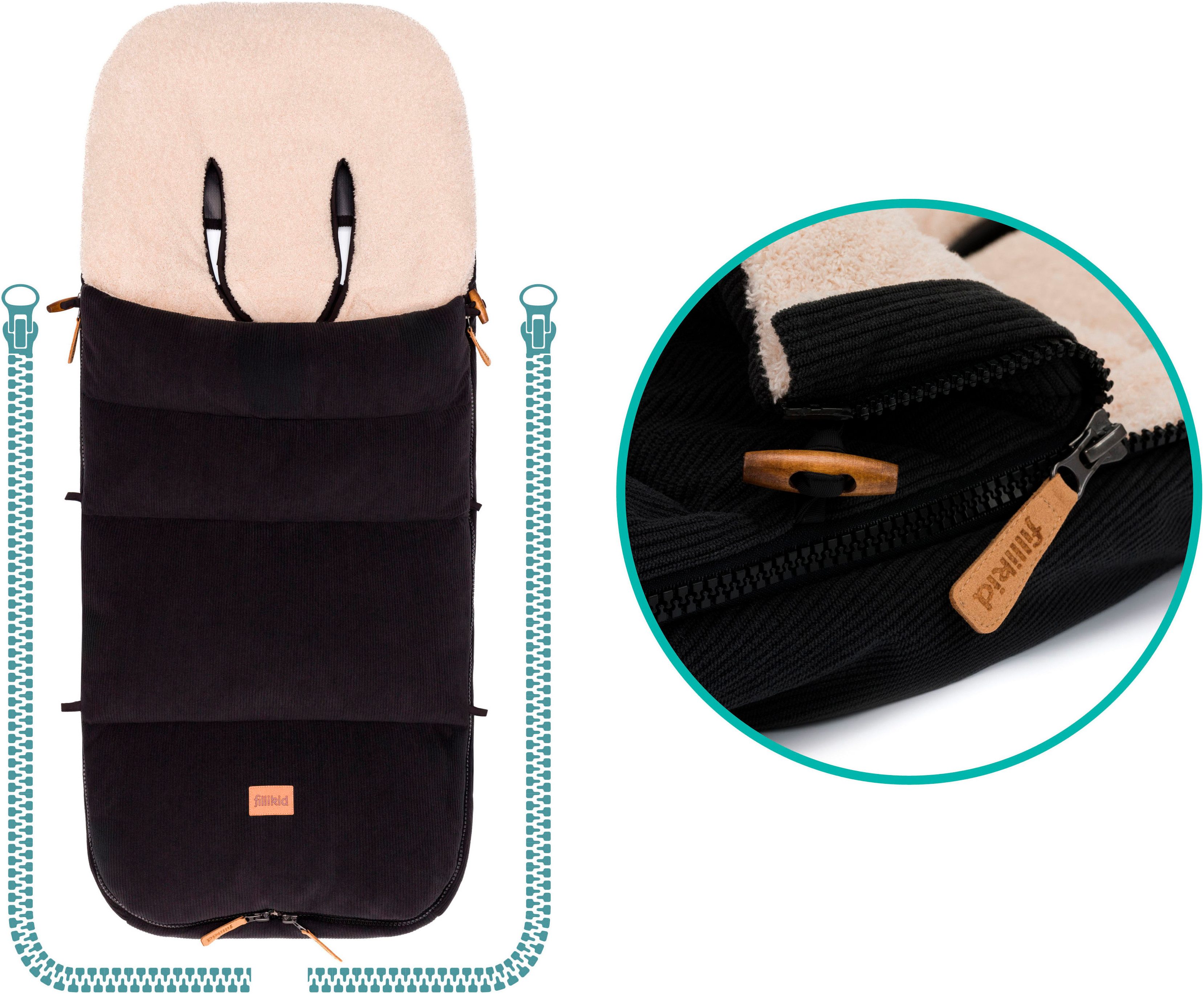 Fillikid Fußsack Kinley Cord/Teddyplüsch, Winterfußsack – Bild 5 von 5