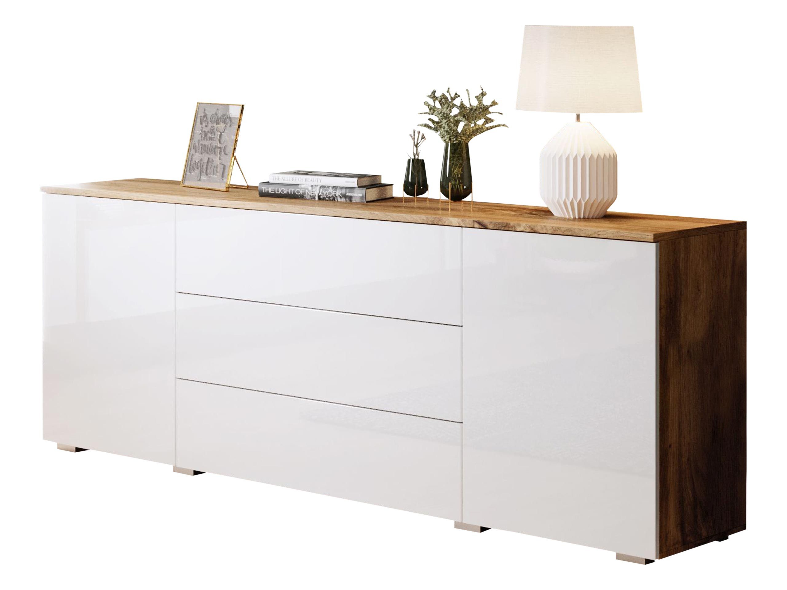 MIRJAN24 Kommode Paris 150 (mit 2 Drehtüren und 3 Schubladen), Schubladen mit grifflosem Öffnungssystem push to open