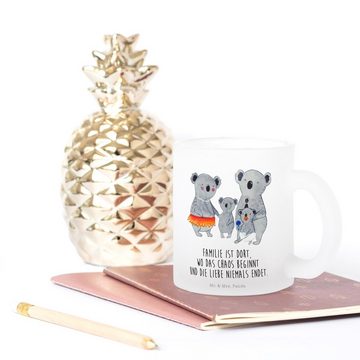 Mr. & Mrs. Panda Teeglas Koala Familie - Transparent - Geschenk, Tasse, Teetasse, Familienlebe, Premium Glas, Liebevolle Gestaltung