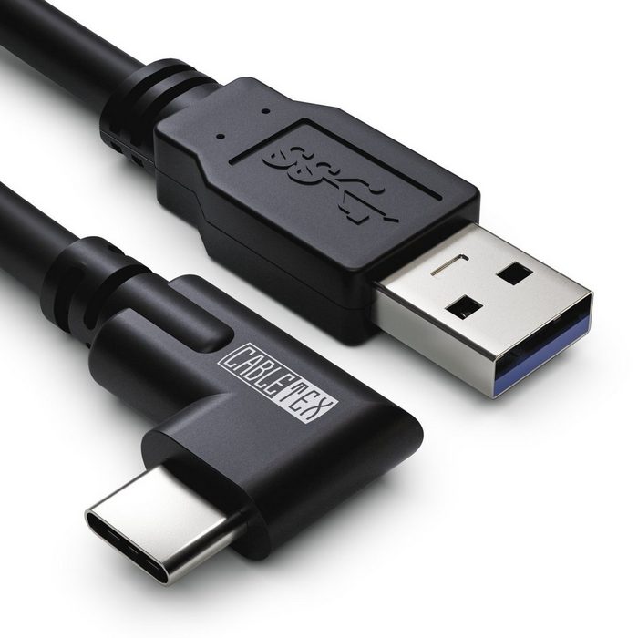 CABLETEX USB-C zu USB-A für Meta Oculus Quest 2 Link Kabel für VR Brillen USB-Kabel USB-A USB-C (500 cm) Abgewinkelter Stecker 5 Gbit/s USB 3.2 Gen1