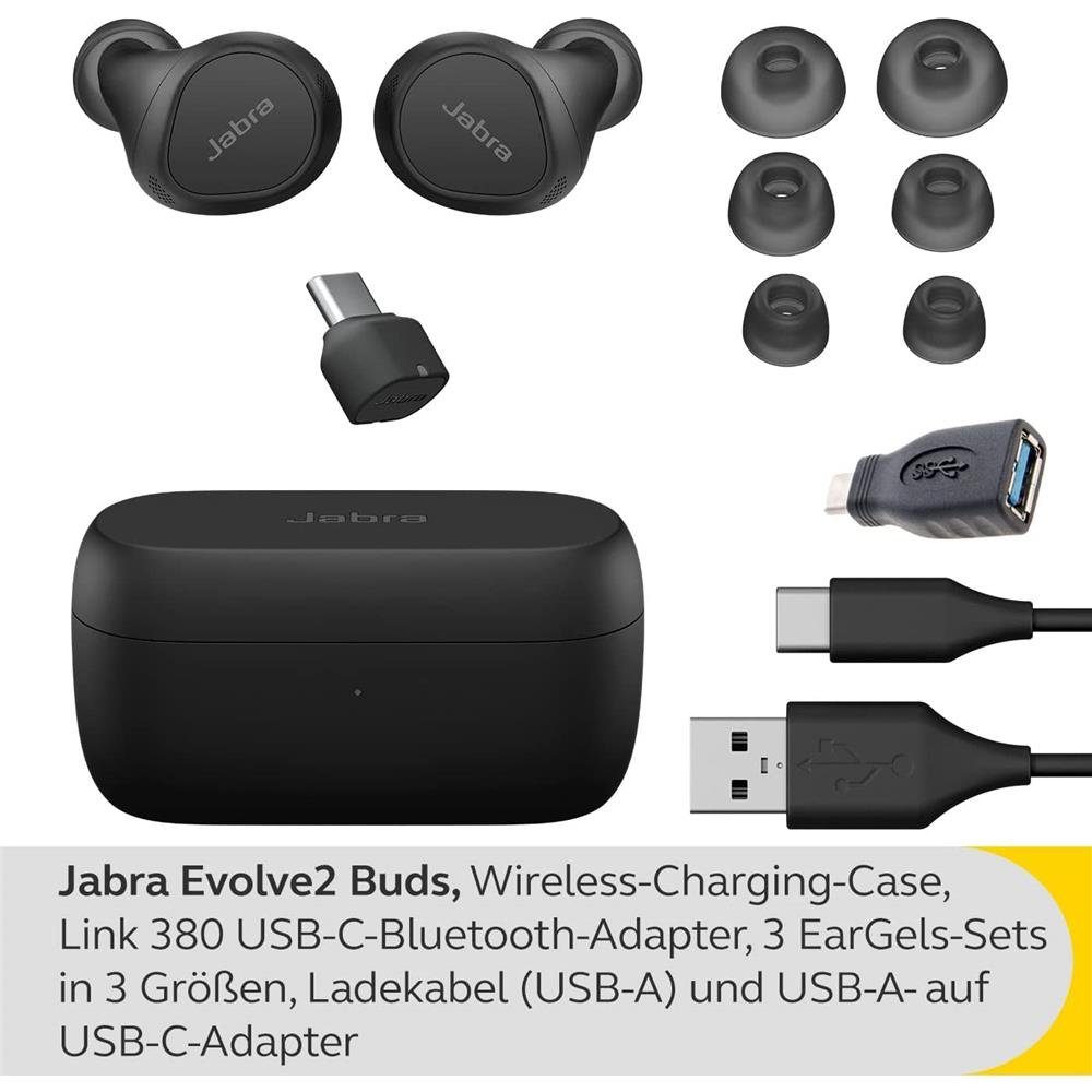 Jabra Evolve2 Buds wireless In-Ear-Kopfhörer (Bluetooth, Unified ANC, USB-C, Communications)