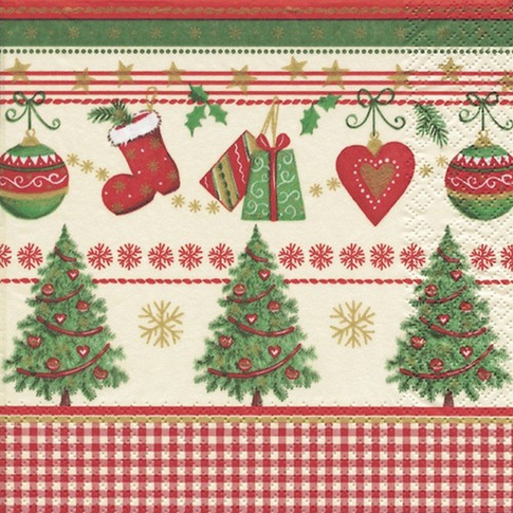 HOME FASHION Papierserviette 20 Servietten Traditional Christmas 33x33cm, (20 St)
