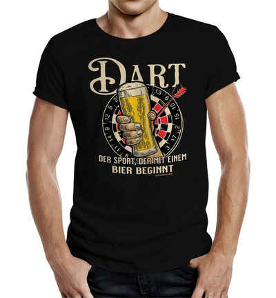 RAHMENLOS® T-Shirt für Männer und Dart-Spieler: Der einzige Sport der mit Bier beginnt
