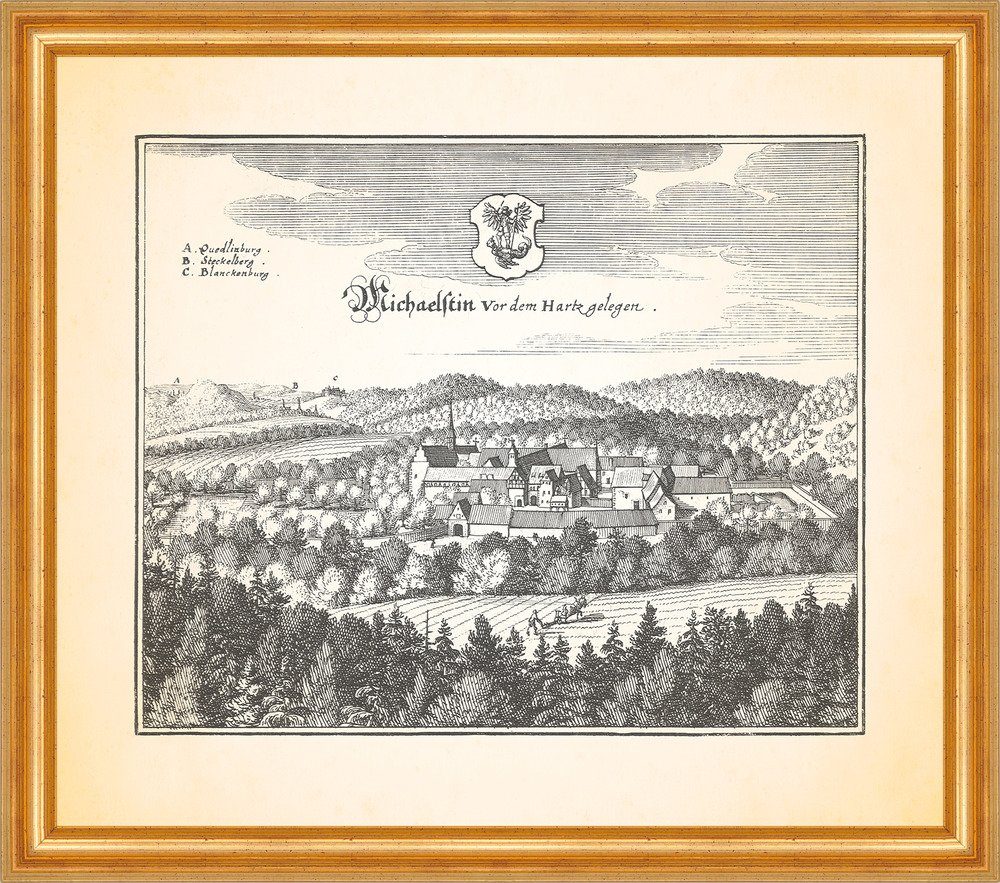 Kunstdruck Michaelstin vor dem Hartz gelegen Zisterzienser Michaelstein Merian 04