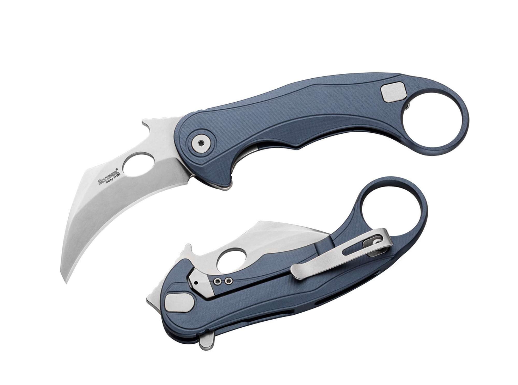 LionSteel Taschenmesser LionSteel Leone Mid M390 Blue Aluminum