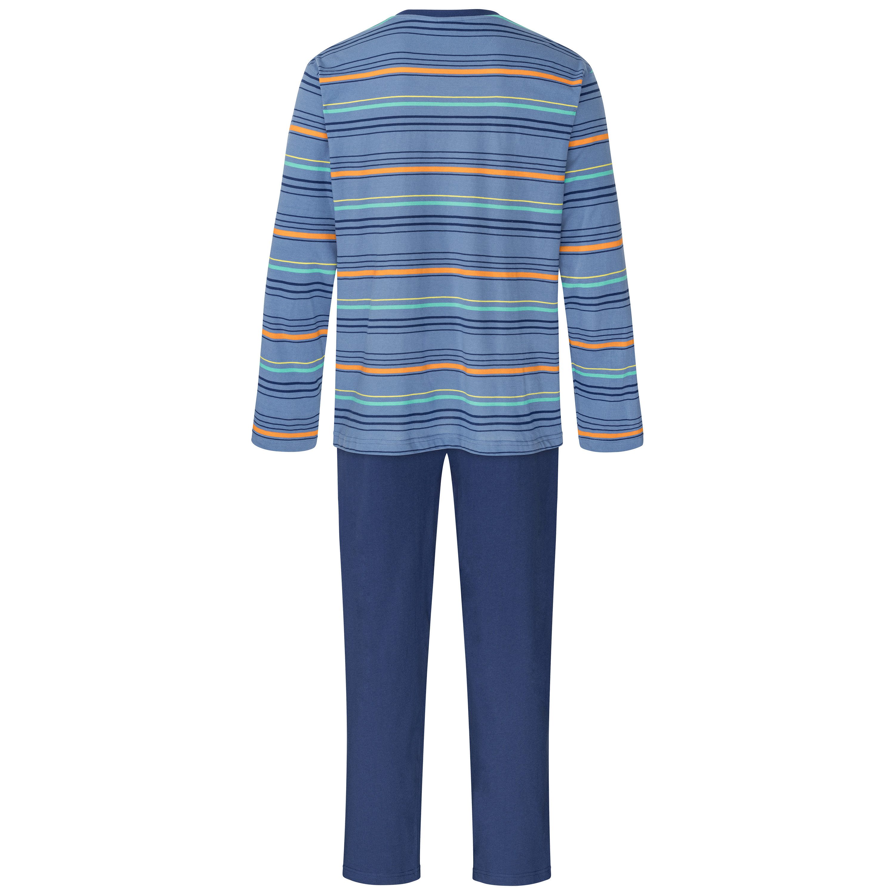 LAROG Schlafanzug (2 tlg) Herren Pyjama mit V-Ausschnitt und aufgesetzter B günstig online kaufen
