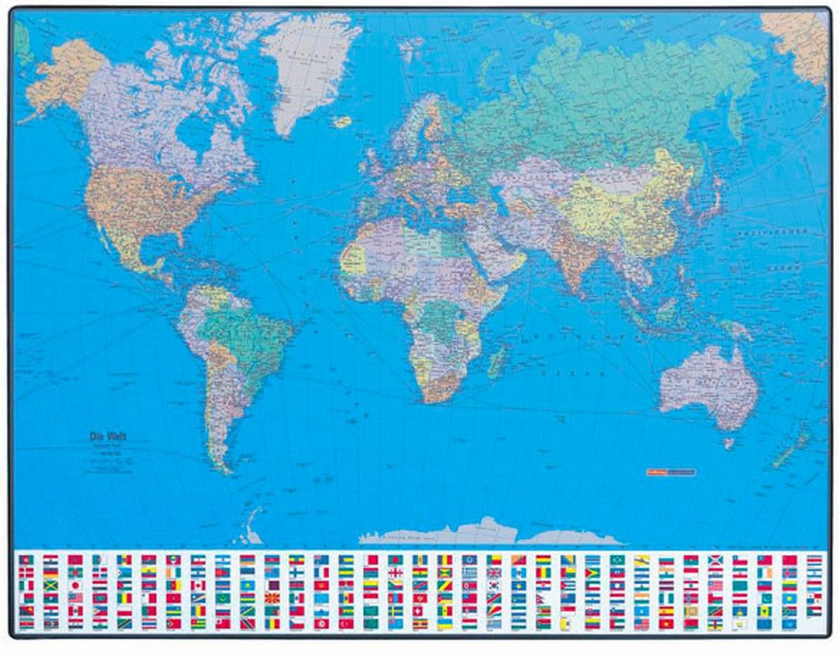Hansa - World of Office Schreibtischunterlage Schreibunterlage GeoPad Welt (englisch) 65x50cm