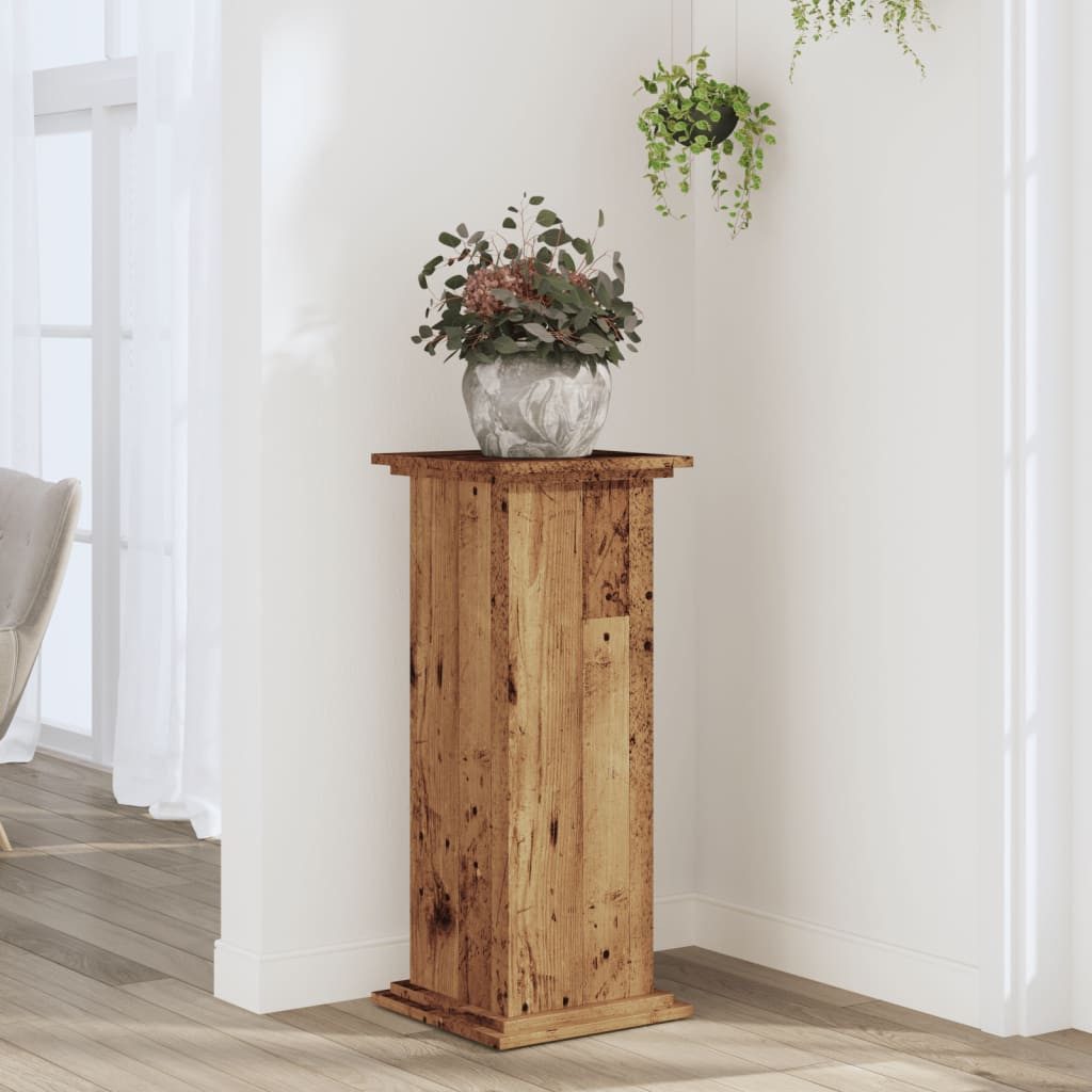 vidaXL Blumenständer Pflanzenständer Altholz-Optik 33x33x80 cm Holzwerkstoff (1 St)