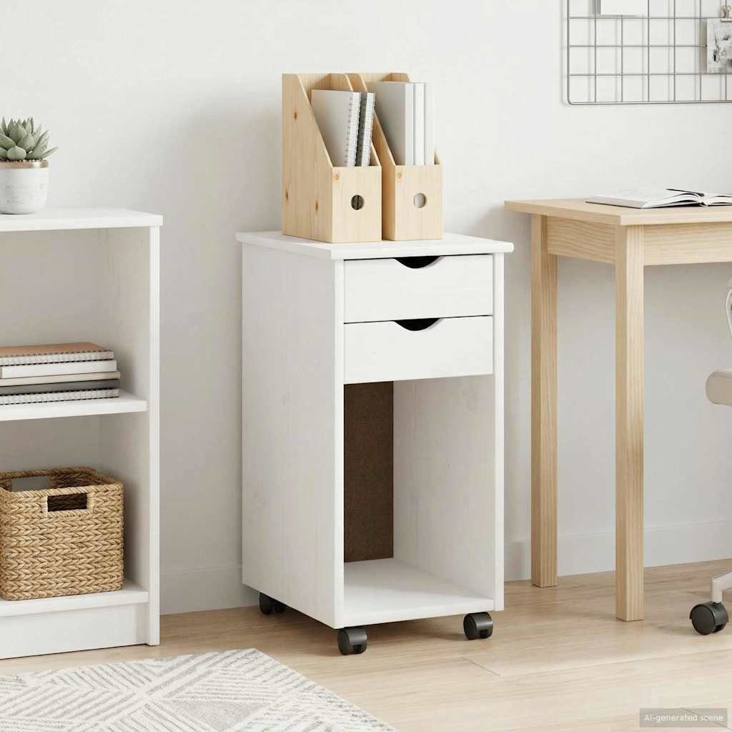 vidaXL Schranksystem Rollschrank Weiß 34 x 39 x 65,5 cm Massives Kiefernholz (1-St)