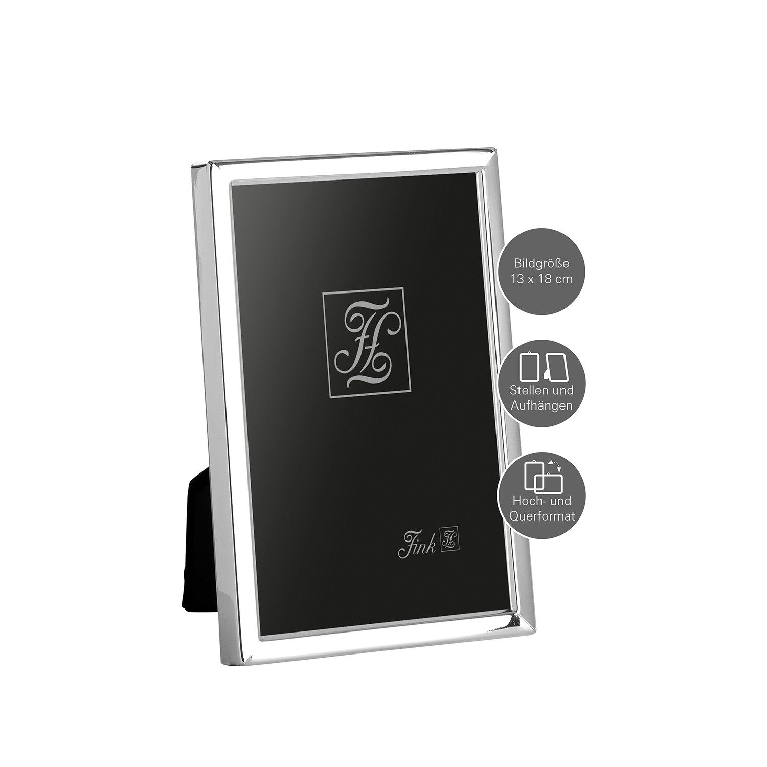 Fink Bilderrahmen RON Bilderrahmen 13x18 cm - Eisen/ Glas/ versilbert - silberfarben, Fotowand - Bilderwand, Anlaufgeschützter Fotorahmen: Eleganter Bildrahmen für Fotos & Bilder