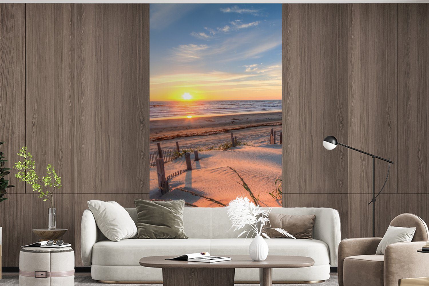 MuchoWow Fototapete Strand - Meer (2 Landschaft, Vliestapete St), Küche, Matt, Düne Fototapete - bedruckt, Schlafzimmer Sonnenuntergang - für Wohnzimmer 