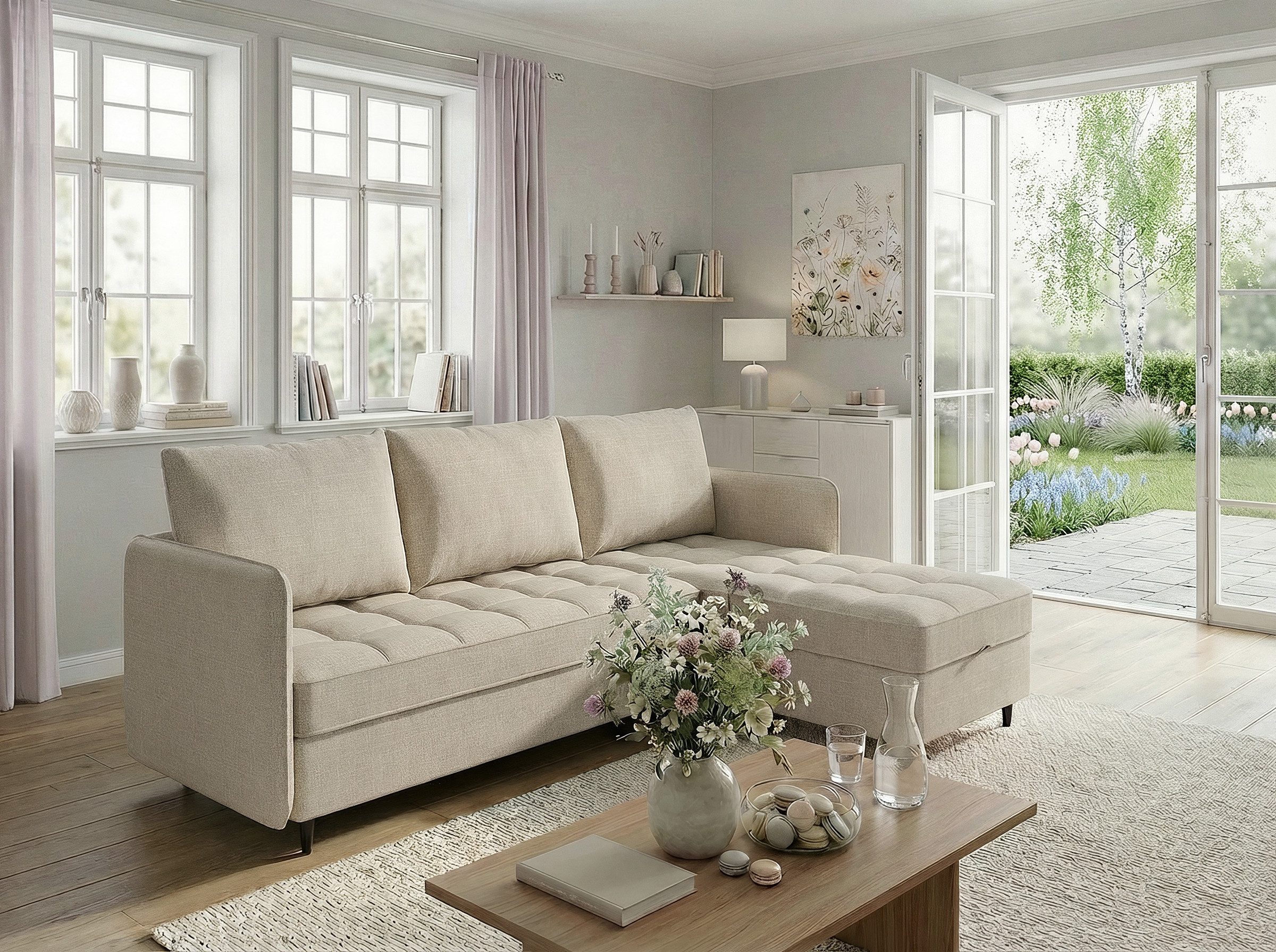 Dorel Home Ecksofa LINDHUS, Chenille, L-Form, Breite 194cm, verschiedene Stellvarianten, Recamiere, Stauraum, Modulsofa