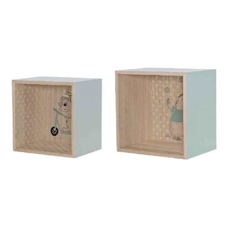 Bloomingville Kinderregal Aufbewahrungsbox Holz Mint (2-teilig)