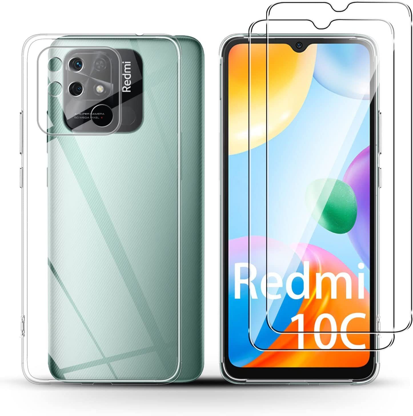 MSM Handyhülle Hülle +2 Stück Schutzglas für Xiaomi Redmi 10C Panzerfolie