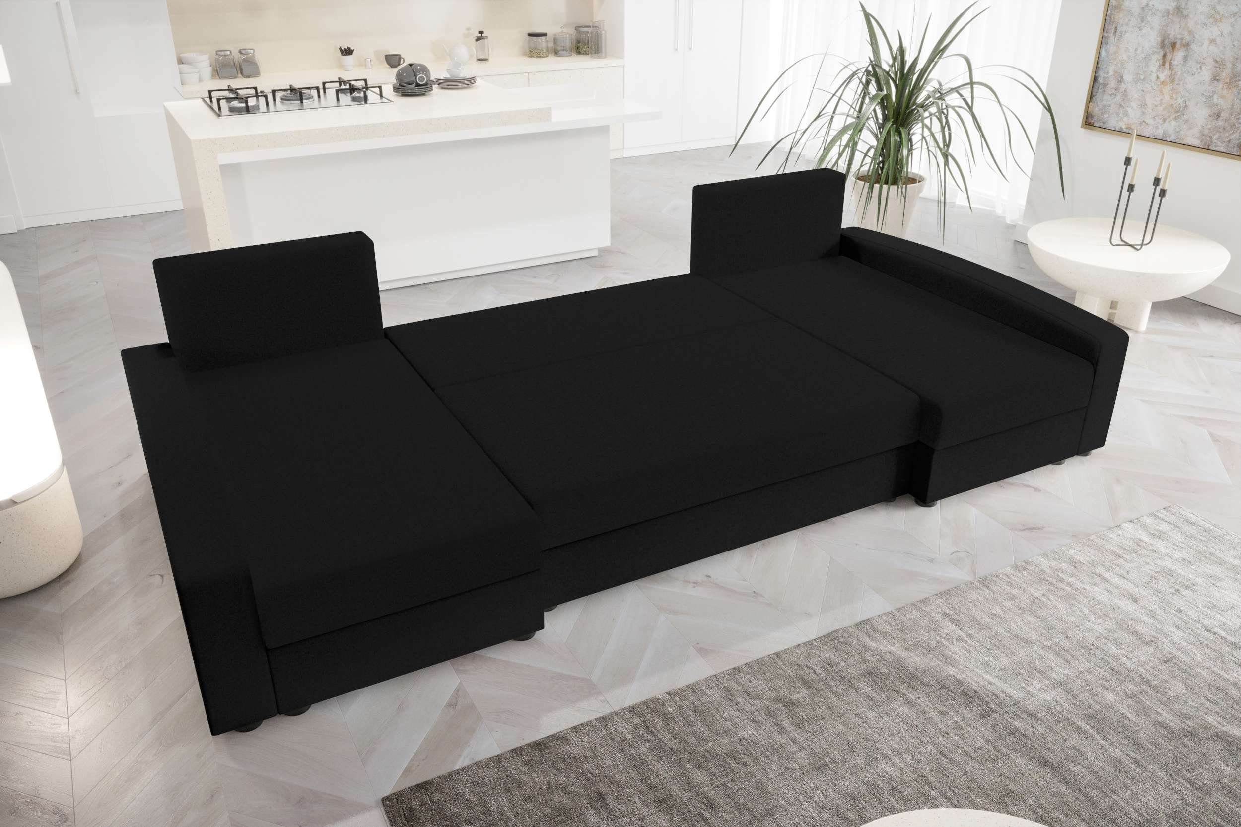 Stylefy Wohnlandschaft Bettkasten, mit Sitzkomfort, Eckcouch, U-Form, Addison, mit Bettfunktion, Design Sofa, Modern