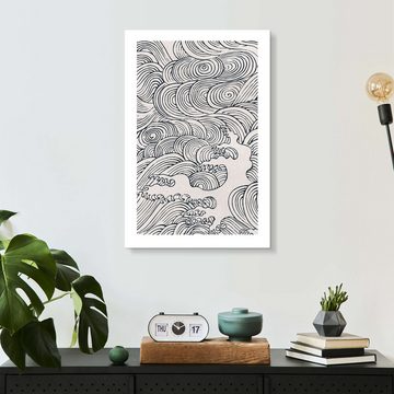 Posterlounge Forex-Bild Mori Yūzan, Wellenspiel II, Badezimmer Japandi Malerei