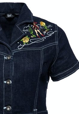 QueenKerosin Jeanskleid (1-tlg) mit aufwendiger Vintage Stickerei im "Western" Design