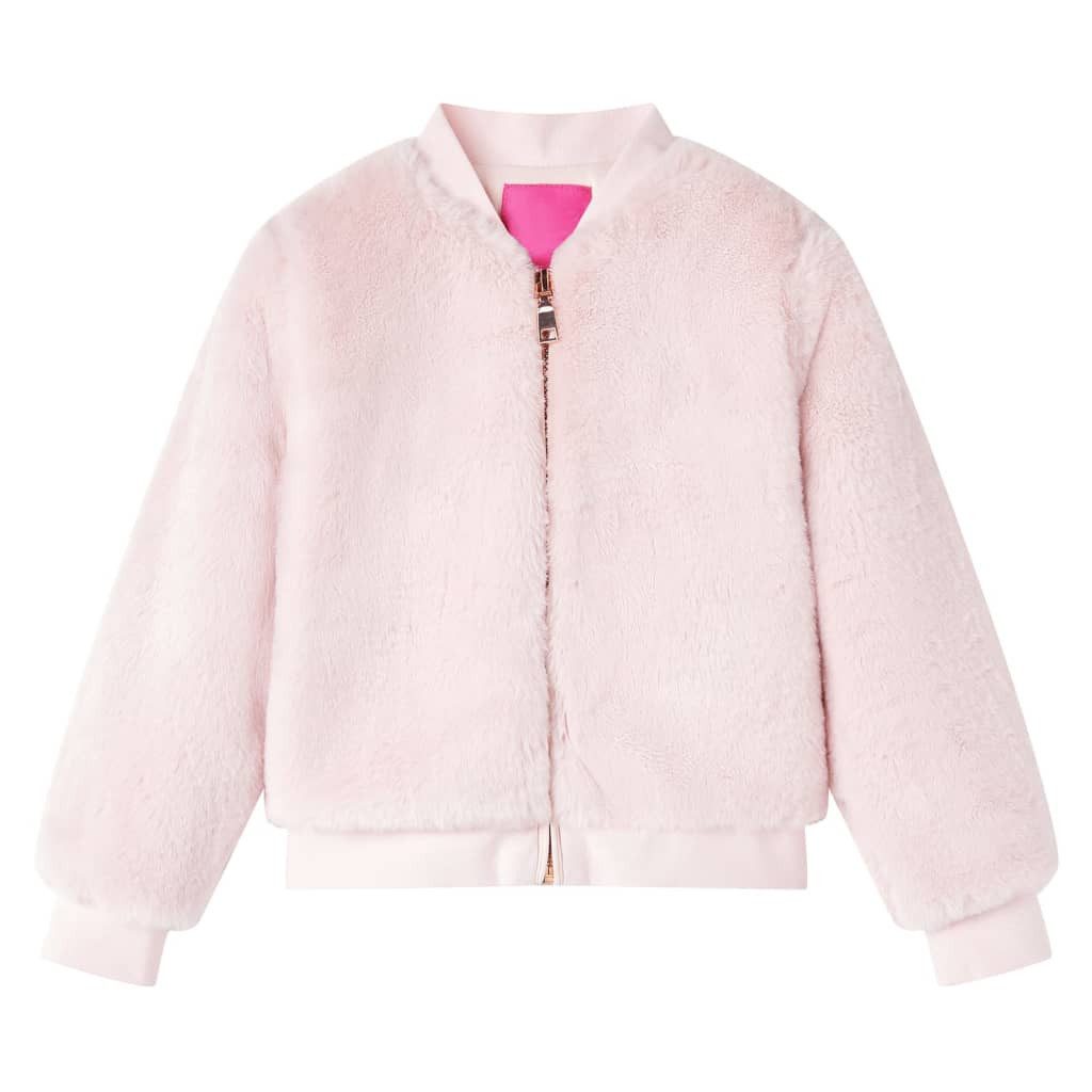 vidaXL Fleecejacke Kinderjacke Kunstpelz Zartrosa 92