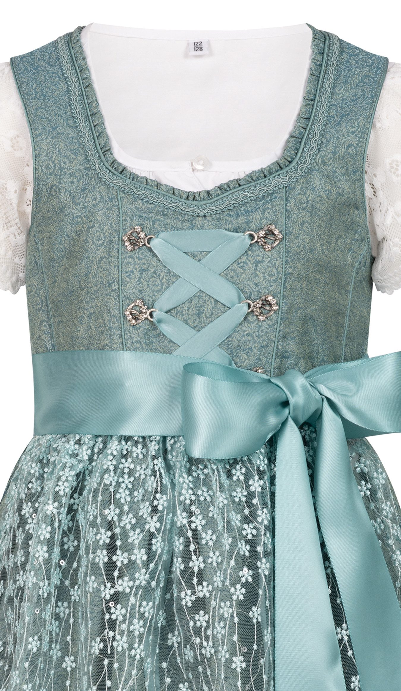 Nübler Dirndl Kinderdirndl Gianna in Petrol von Nübler - Rocklänge knielang