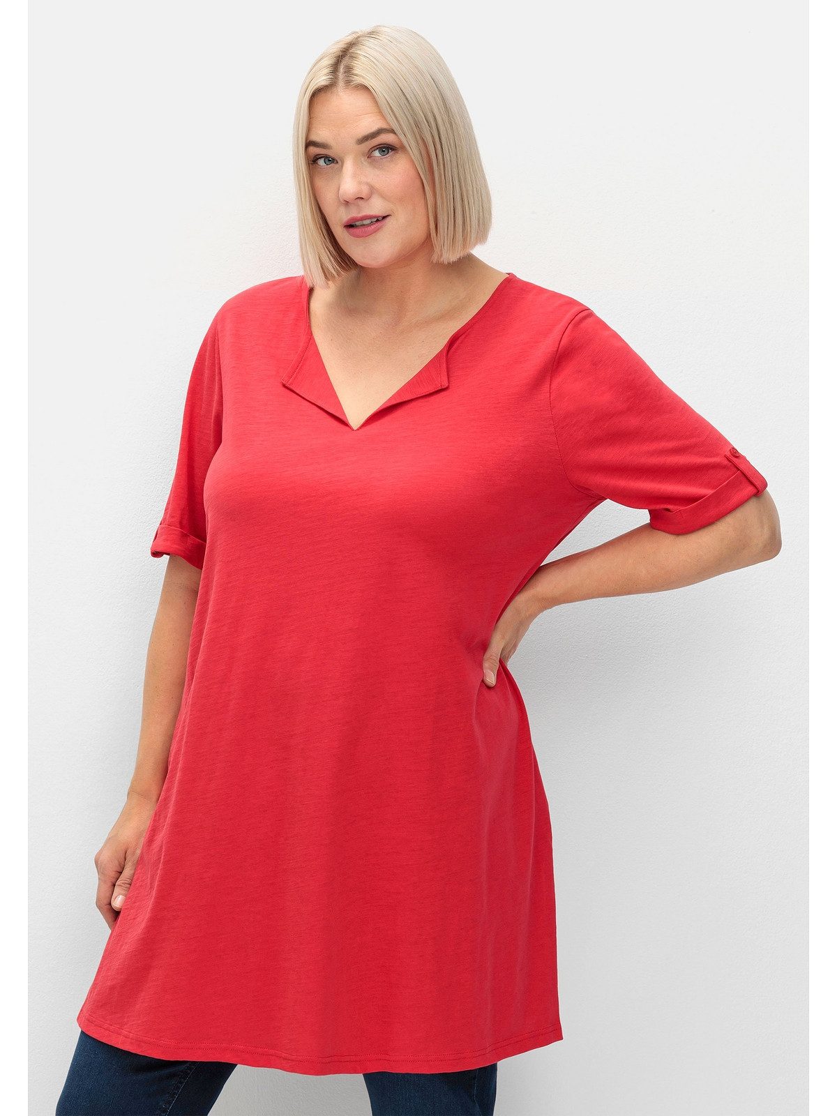 Sheego Longshirt Große Größen mit geschlitztem Ausschnitt
