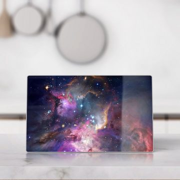 DEQORI Schneidebrett 'Farbenfrohe Galaxie', Glas, Platte Frühstücksbrett Schneideplatte