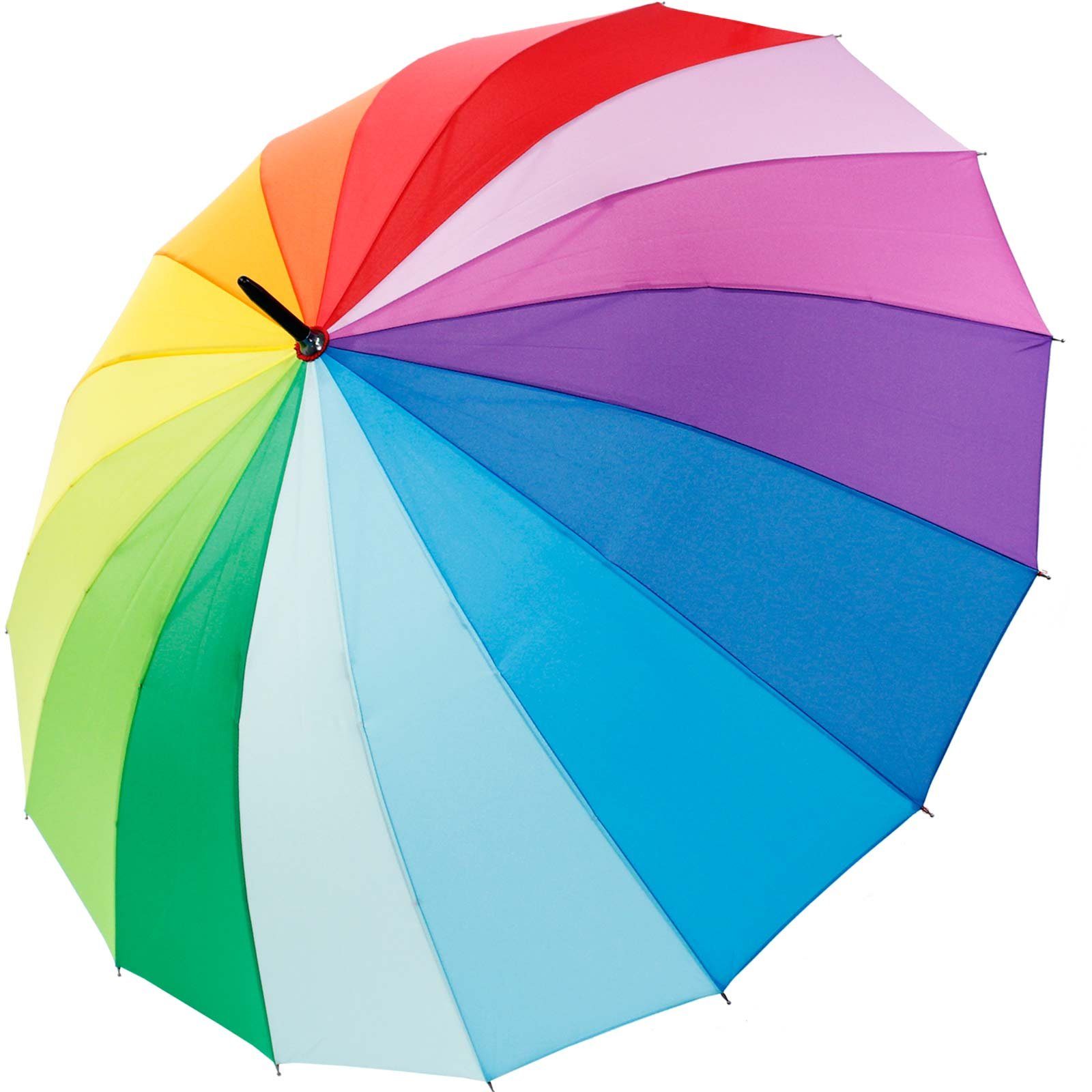 Automatik, 16-teilig stabil Regenbogen-Schirm Langregenschirm iX-brella extra farbenfroh