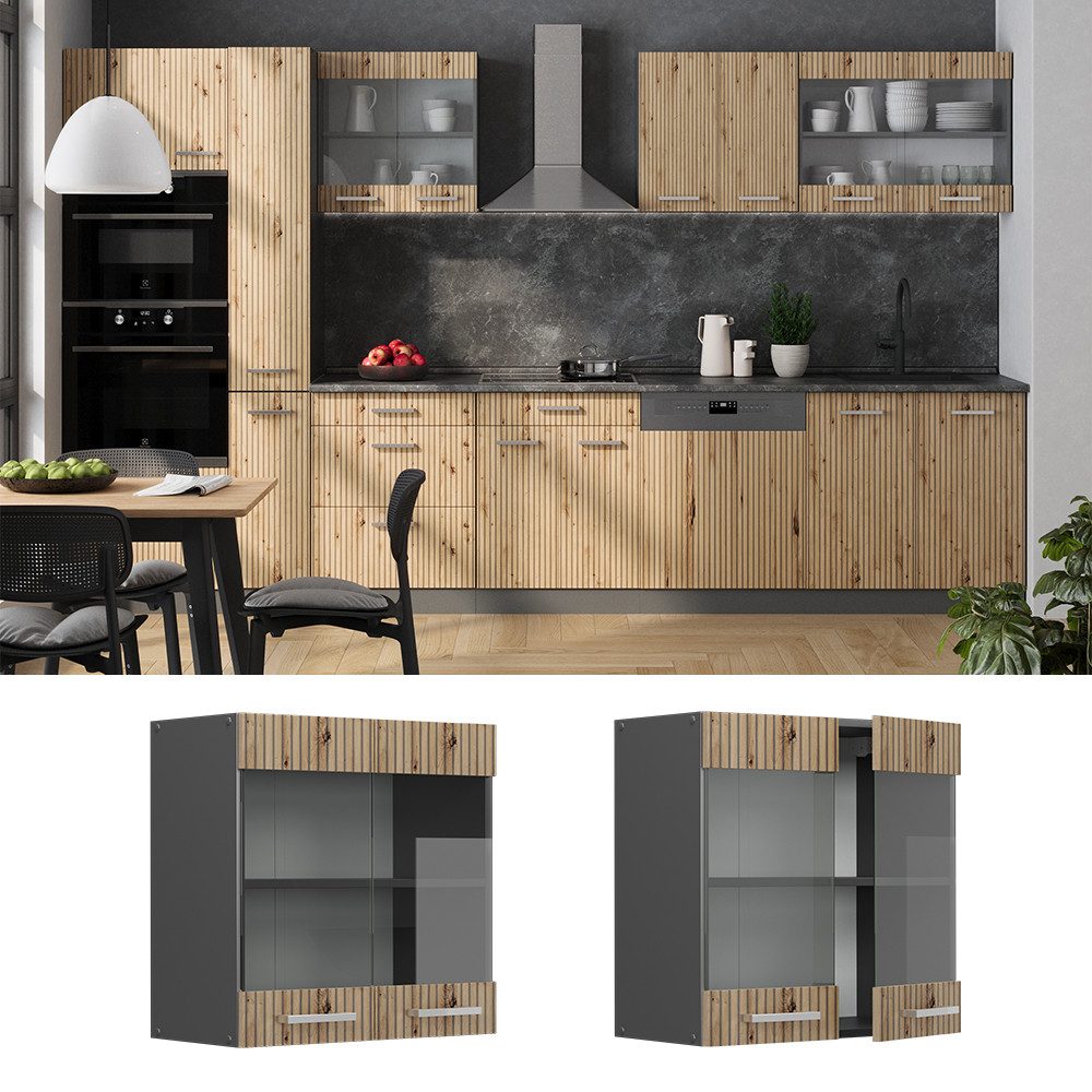 Vicco Glashängeschrank R-Line, Artisan-Eiche/Anthrazit, 60 cm günstig online kaufen