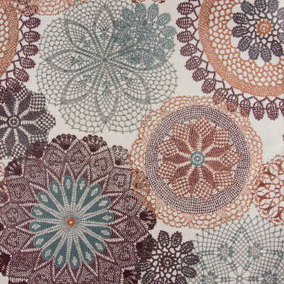 Stoff Polsterstoff Dekostoff Doily Mandala Blumen rotbraun