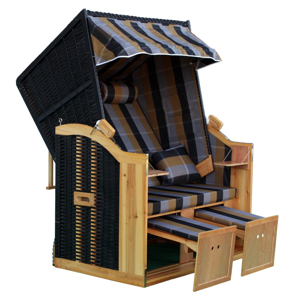 Vaiko Strandkorb Binz, BxTxH: 120,00x80,00x160,00 cm, Volllieger, Ostsee, (inkl. Hülle), 2-Sitzer