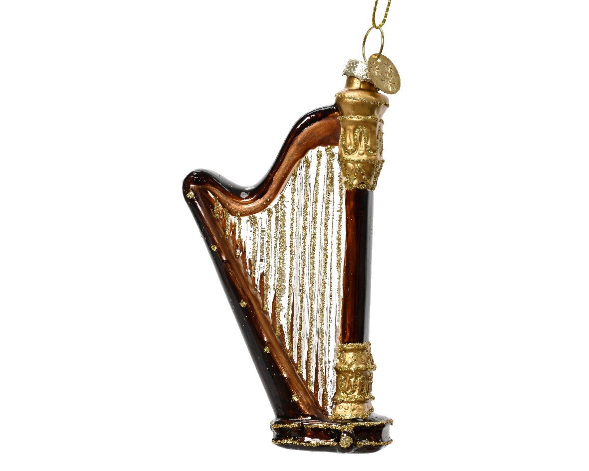 Christbaumschmuck, Glas Harfe hängend Decoris season Gold 9cm Christbaumschmuck - decorations