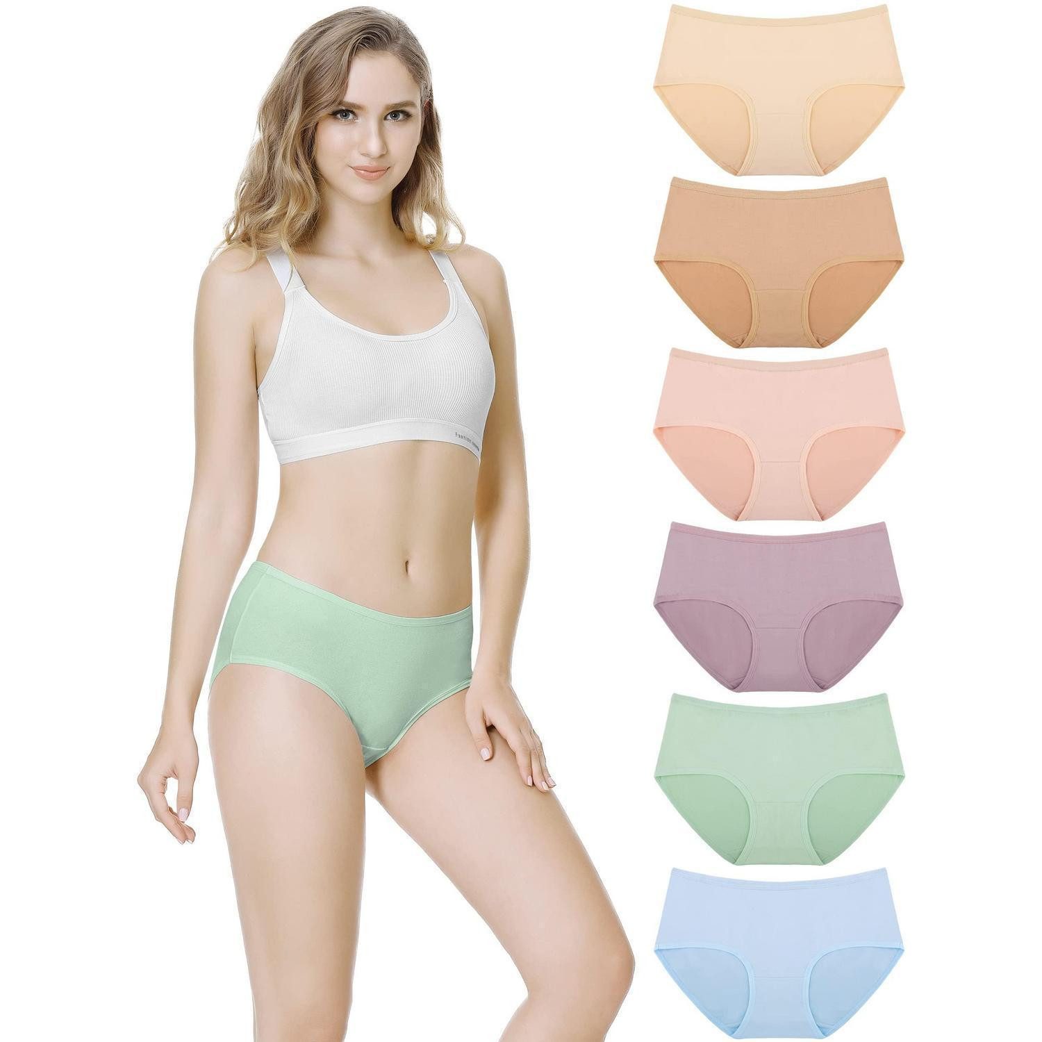 LuxusKollektion Panty Unterwäsche Damen 6er Pack Baumwolle Slips XXL Mehrfarbig