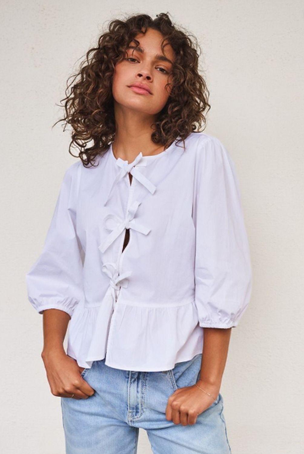 Esqualo Trägertop Esqualo Bluse Peplum Poplin Off White