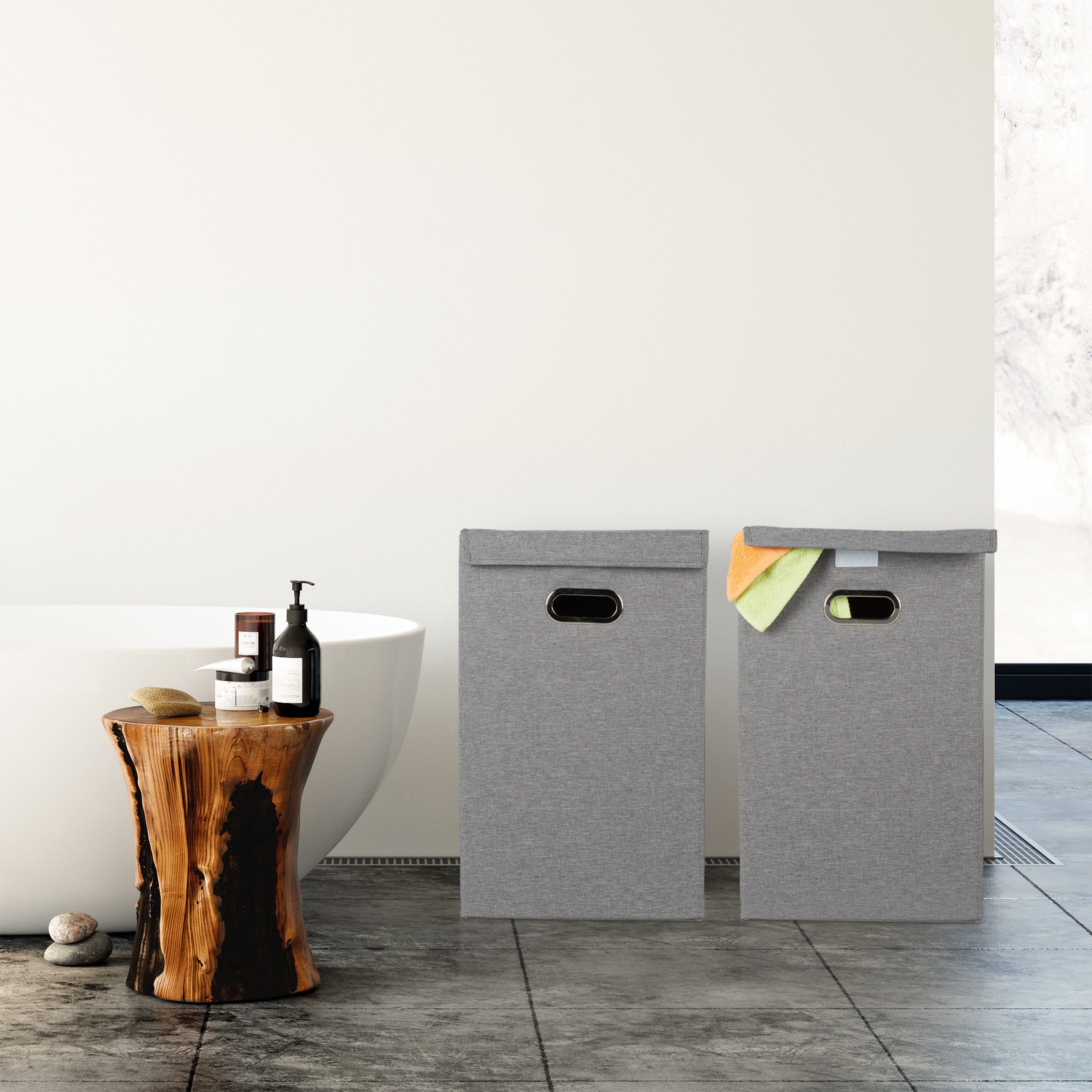 relaxdays Wäschekorb 2er Set faltbar, Grau günstig online kaufen