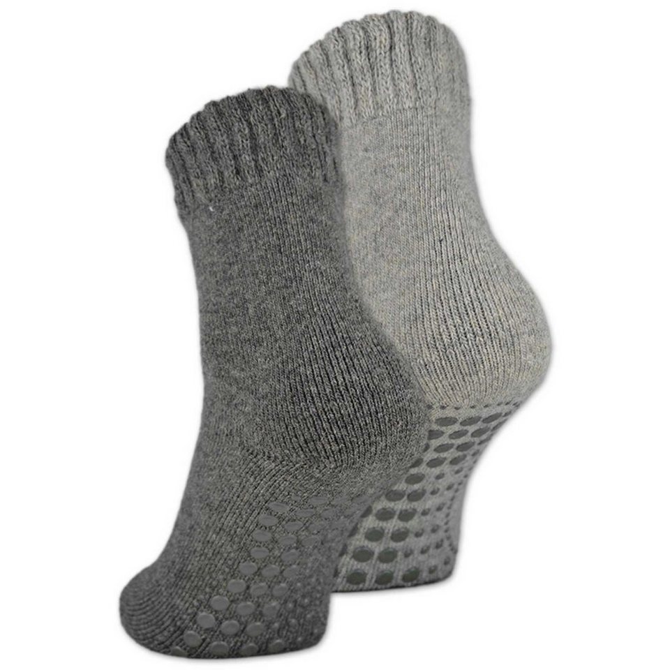 sockenkauf24 ABS-Socken 2, 4 oder 6 Paar Damen & Herren ABS Socken Anti  Rutsch (Grau/Anthrazit, 2-Paar, 39-42) Socken mit Wolle - 21463 WP