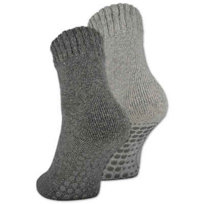 sockenkauf24 ABS-Socken »2, 4 oder 6 Paar Damen & Herren ABS Socken Anti Rutsch« (Grau/Anthrazit, 2-Paar, 43-46) Socken mit Wolle - 21463