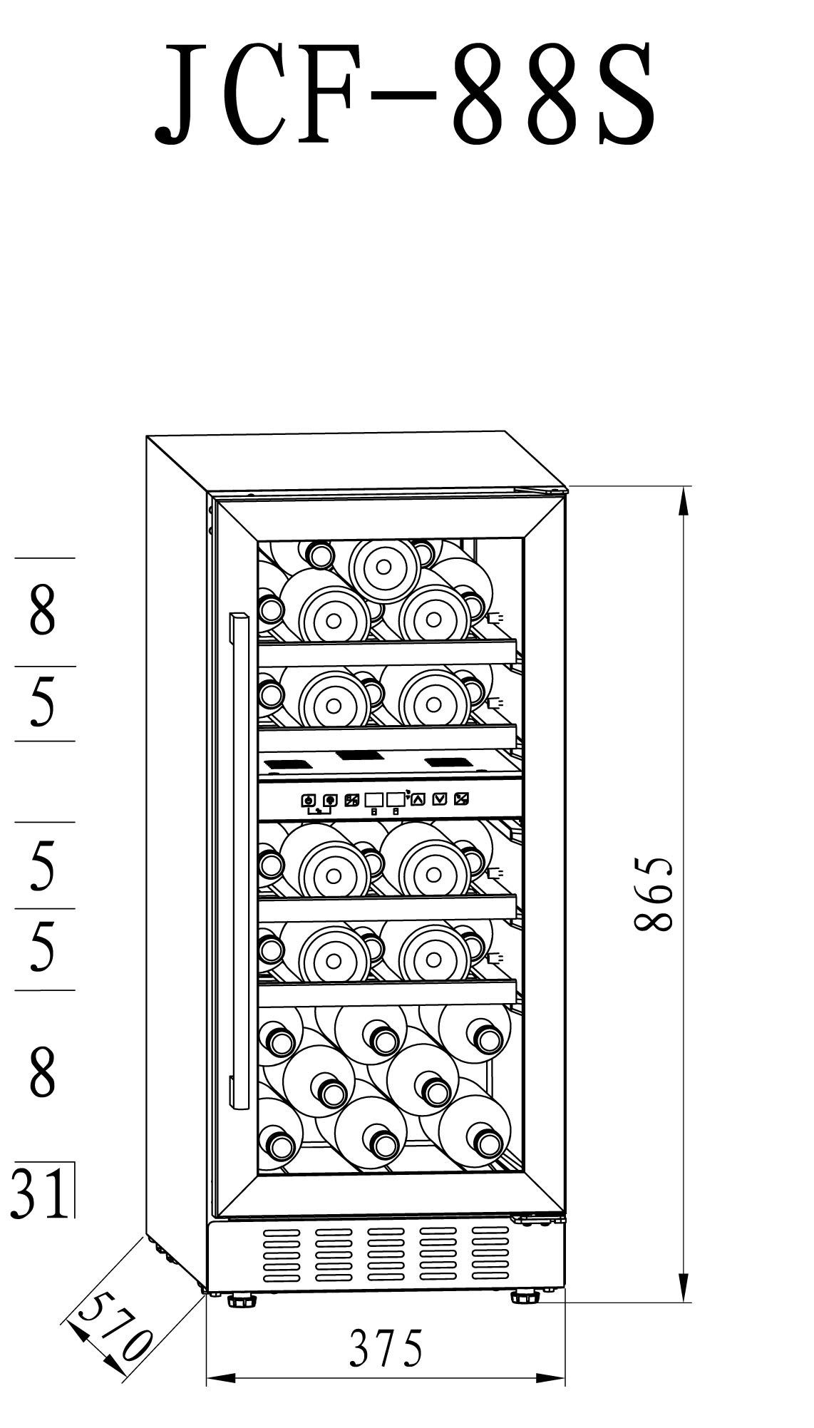 Hanseatic Weinkühlschrank HWC31GCIA, für 31 Standardflaschen 0,75l,unterbaufähig á