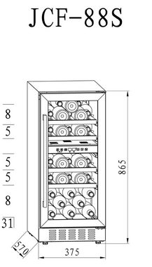 Hanseatic Weinkühlschrank HWC31GCIA, für 31 Standardflaschen á 0,75l,unterbaufähig