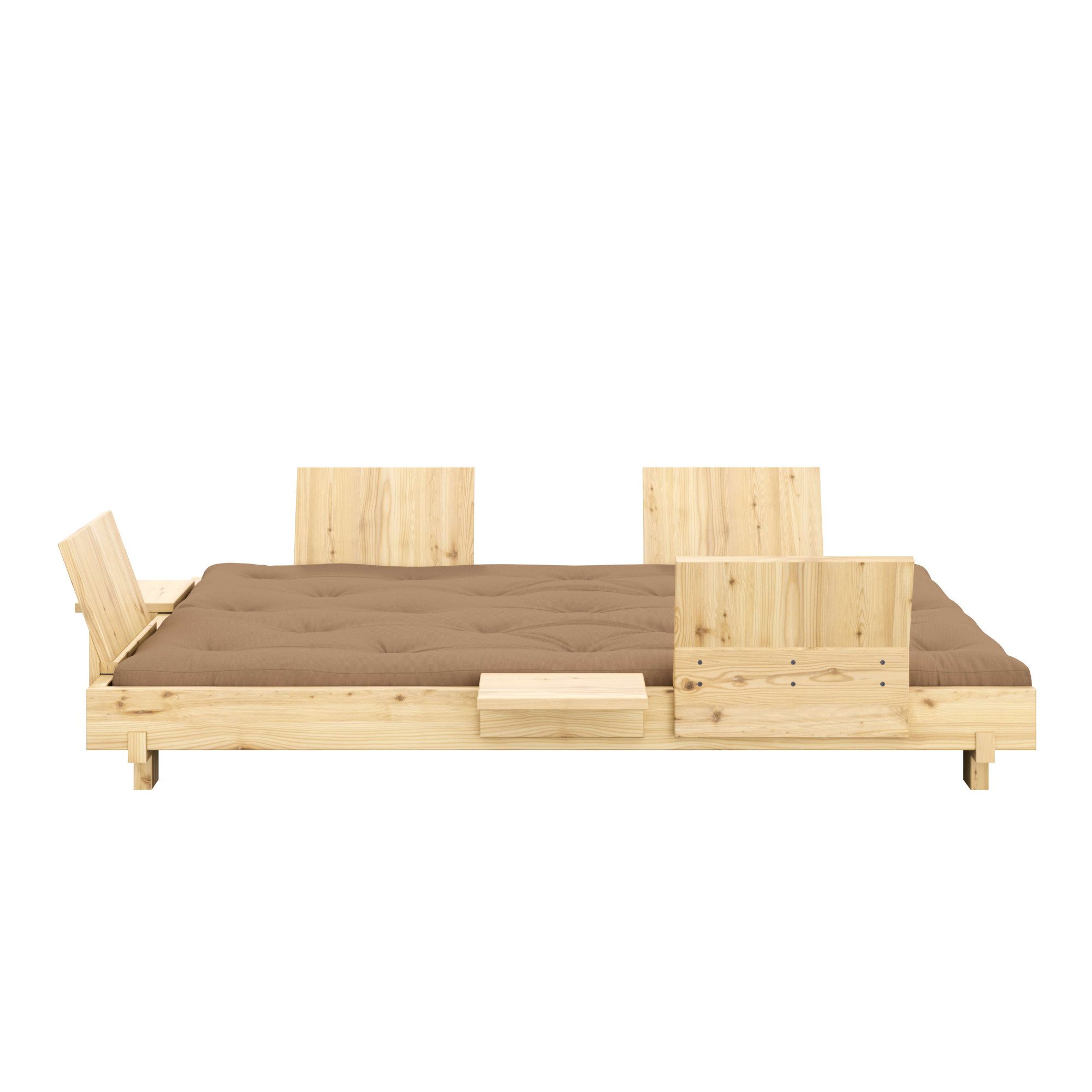 Karup Design Bett Social Sofa Bed, mit verstellbarem Zubehör, inkl Matratze & Lattenrost, Bett wahlweise mit 2 oder 4 Rückenlehnen und 2 Ablagen. Mit Matratze
